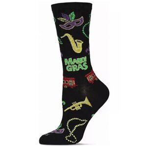 MeMoi Mardi Gras New Orleans Women's Anklet Novelty Sock, Color Black,#V08231